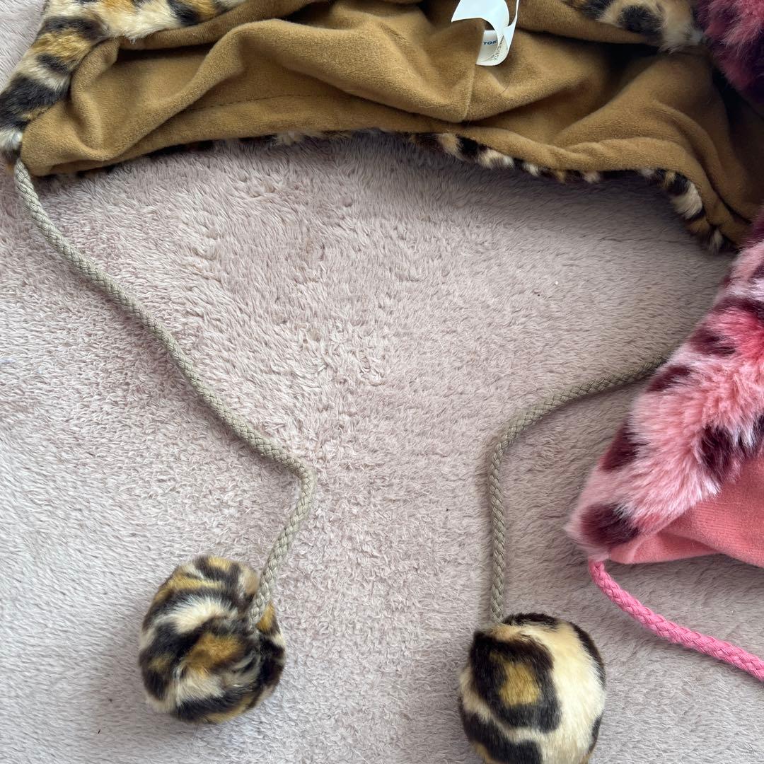 ディズニー ファンキャップ ミニー ヒョウ柄 ピンク 平成 廃盤 レア2点セット