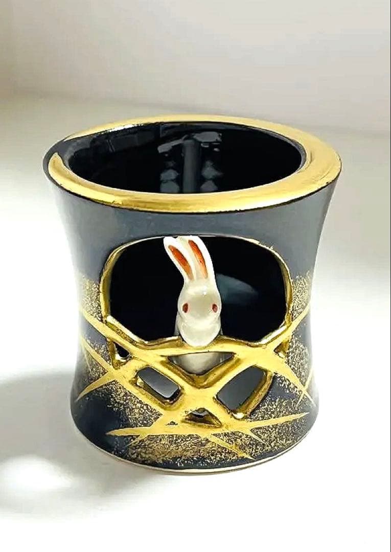 値下げ　新品未使用　茶道具　蓋置　月に兎　今岡三四郎作　共箱つき