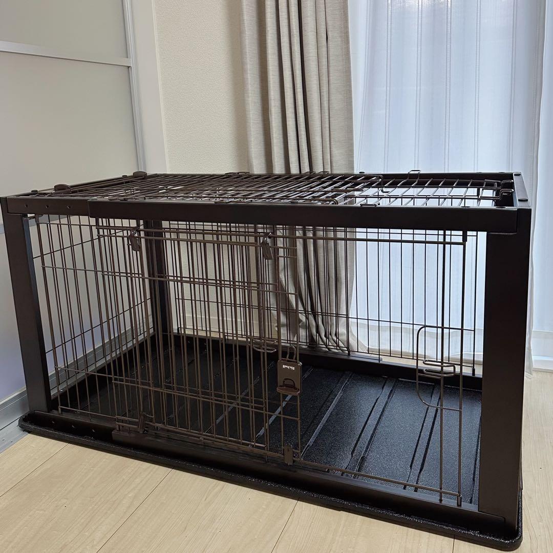 Richell リッチェル 木製スライドペットサークル ワイド ダークブラウン