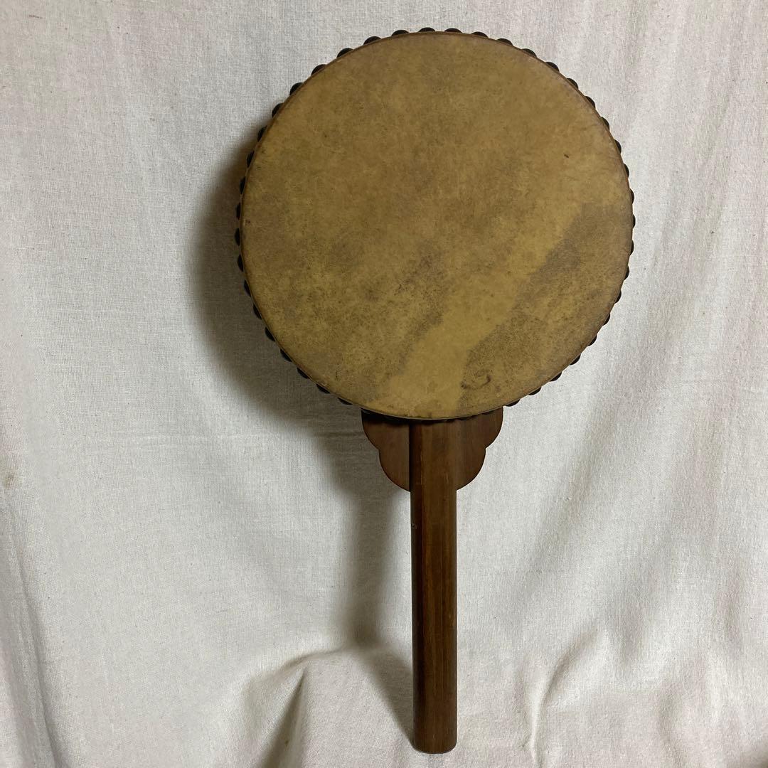 片手 太鼓 レトロ うちわ太鼓 両面たいこ