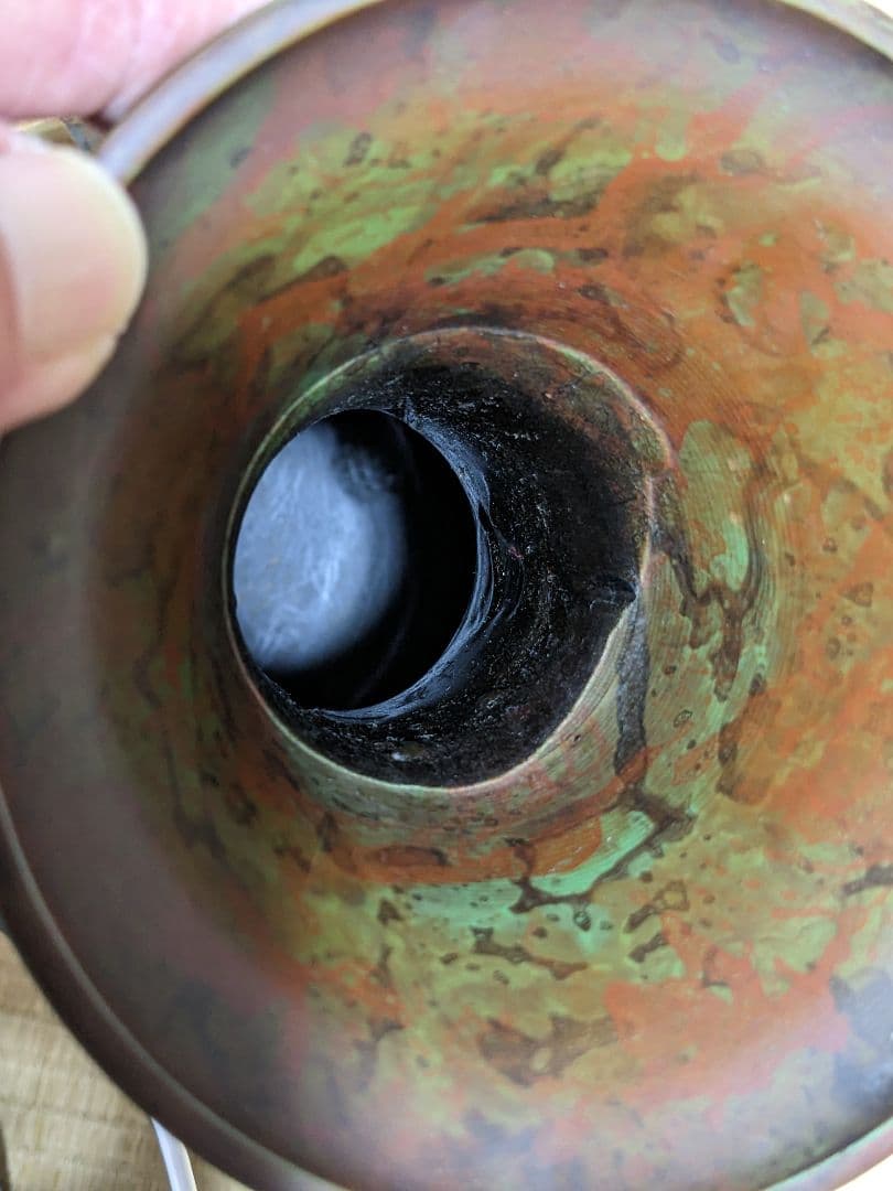 ♦高岡銅器 能作吉秀作 斑銅 鋸歯 鳳凰 饕餮地紋 龍双耳花瓶 花器置物 骨董品