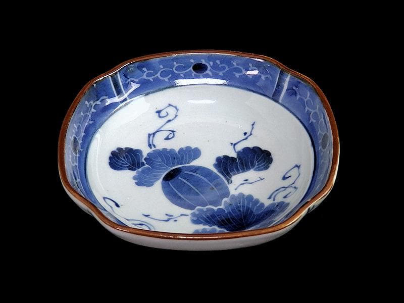 古伊万里　染付　墨弾き　瓜の図　膾皿　5客　C746AS-CEs
