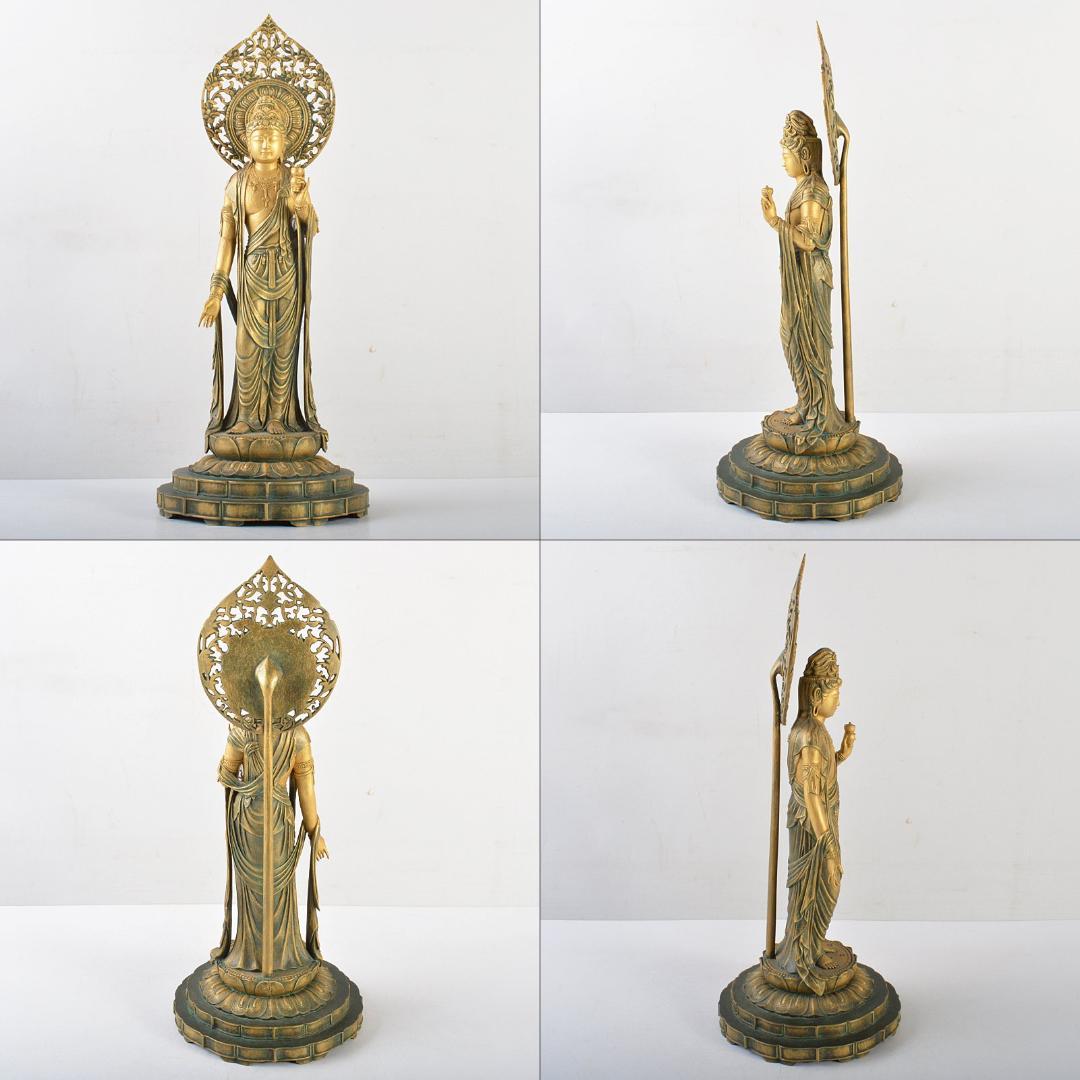 大仏師　松久宗琳作　ブロンズ　瑠璃観音像　仏像　高さ約35.5cm　HR5873