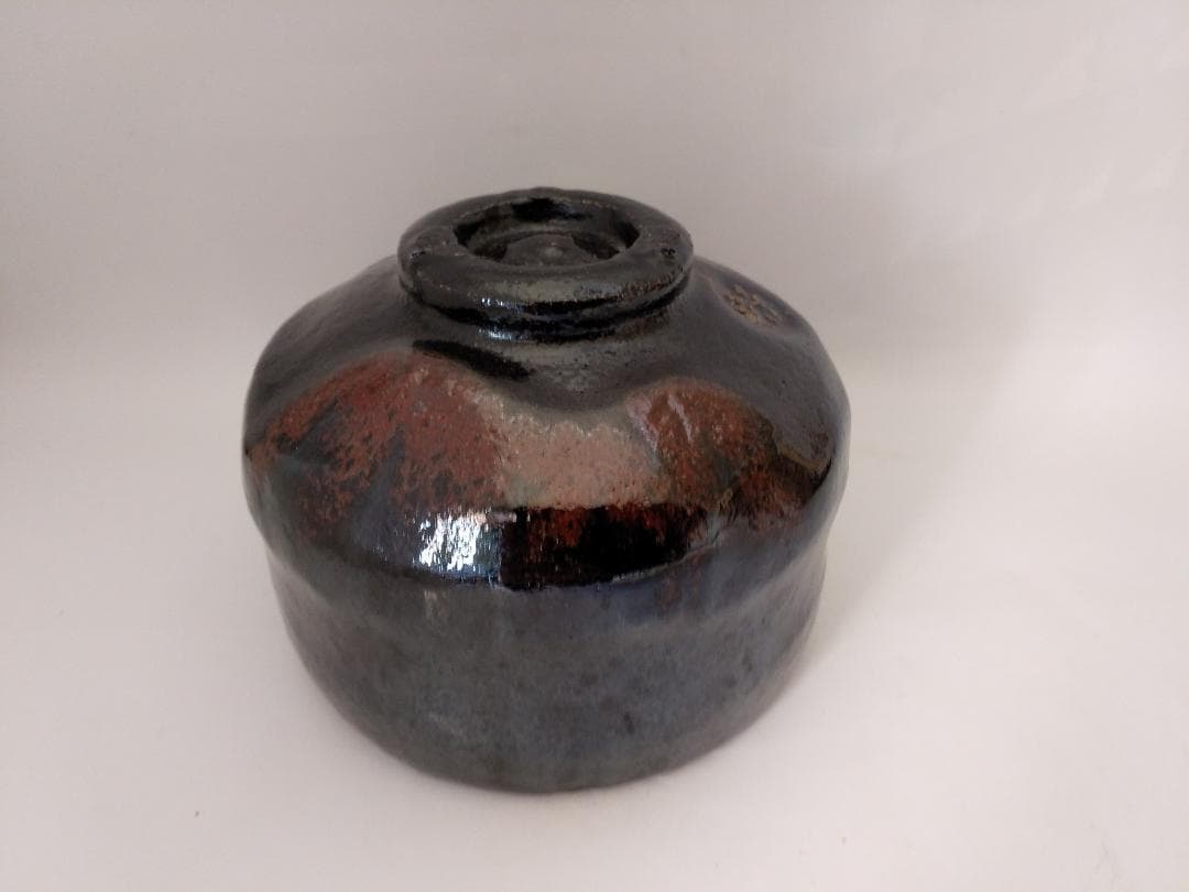 楽焼 佐々木松楽 黒楽茶碗 前大徳 佐藤朴堂 書付 銘 常盤 共布 共箱 新品