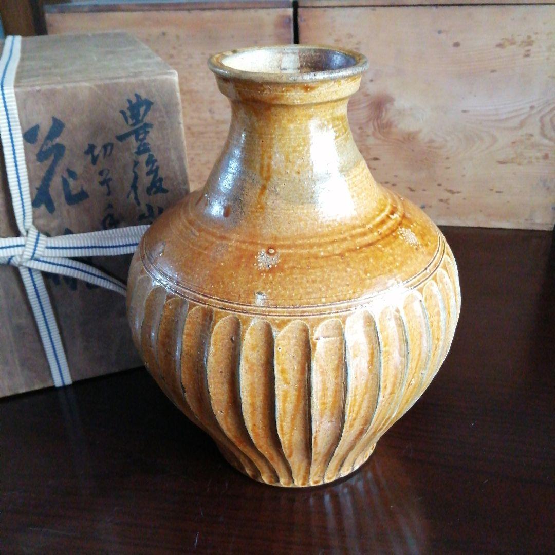 古小鹿田焼　切子手花瓶　25cm　江戸中期〜後期