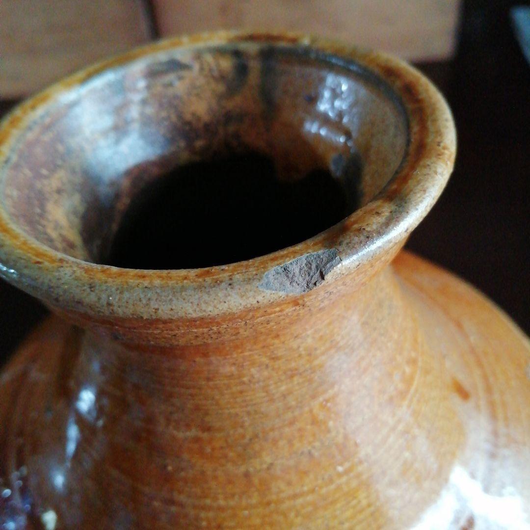 古小鹿田焼　切子手花瓶　25cm　江戸中期〜後期