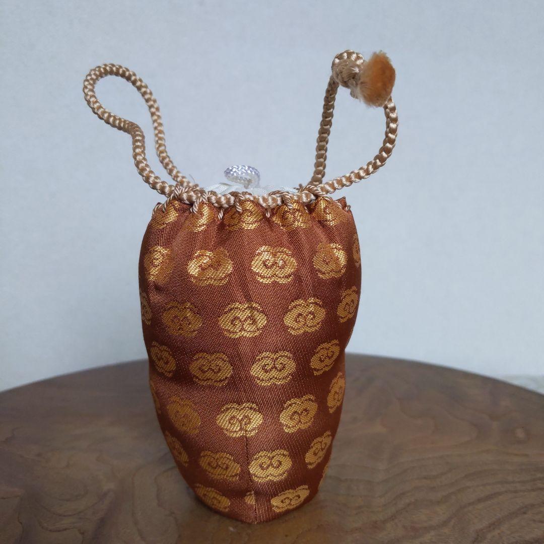 茶入　肩衝茶入　高取焼　高取喜恵　作　仕履付　有栖川紋　大火登金襴　【匿名配送】