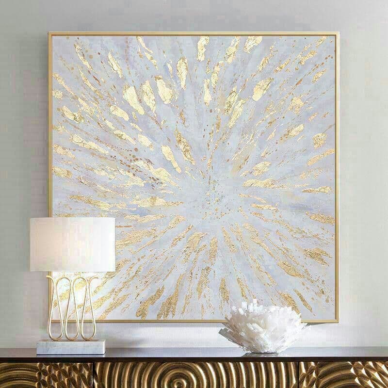 油絵を手で描いた、軽くて豪華な装飾画、抽象的な金箔画2