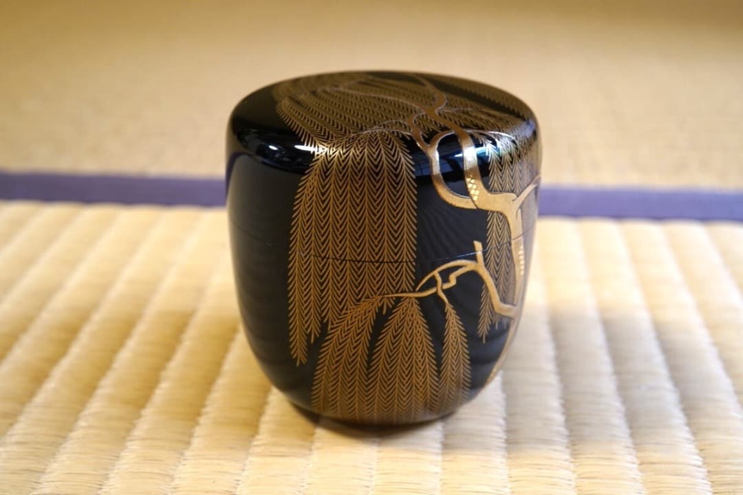 吉田 華正　柳蒔絵 大棗　而妙斎 ／梨子地　 茶道具 即中斎 惺斎 宗哲 近左