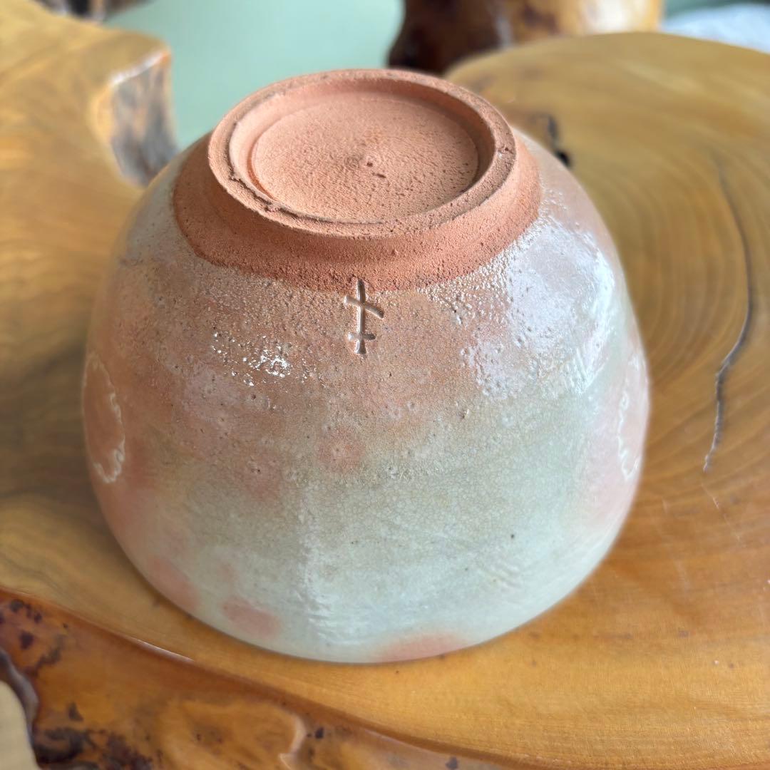 信楽焼 寺垣外窯 杉本貞光造 御本手雪輪茶碗 抹茶碗 茶道具 共箱(83)