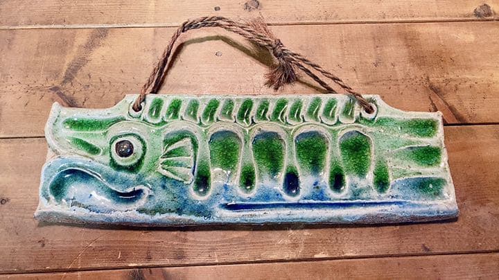 砥部焼　青芳作　鯉　壁飾り　焼物　骨董品　鯉のぼり　手作り