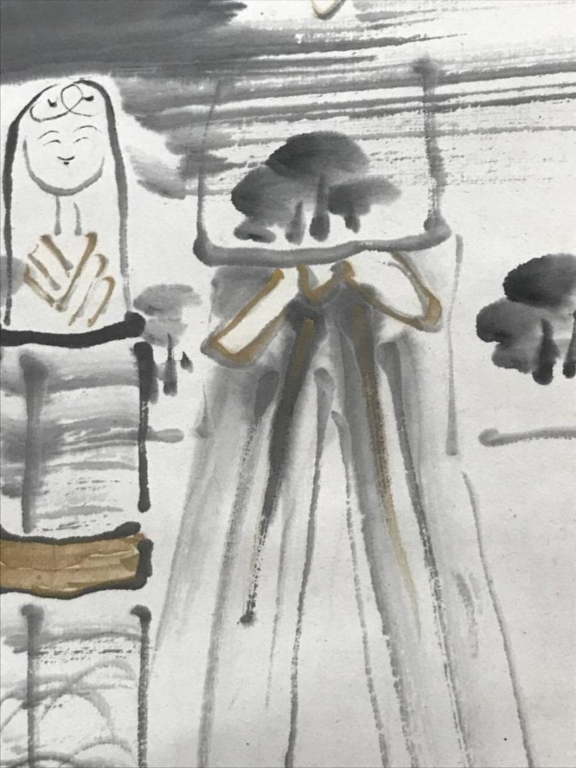 【真作】田能村直入/雛図/立雛図/ヒナ図/掛軸/名家伝来/AC-774