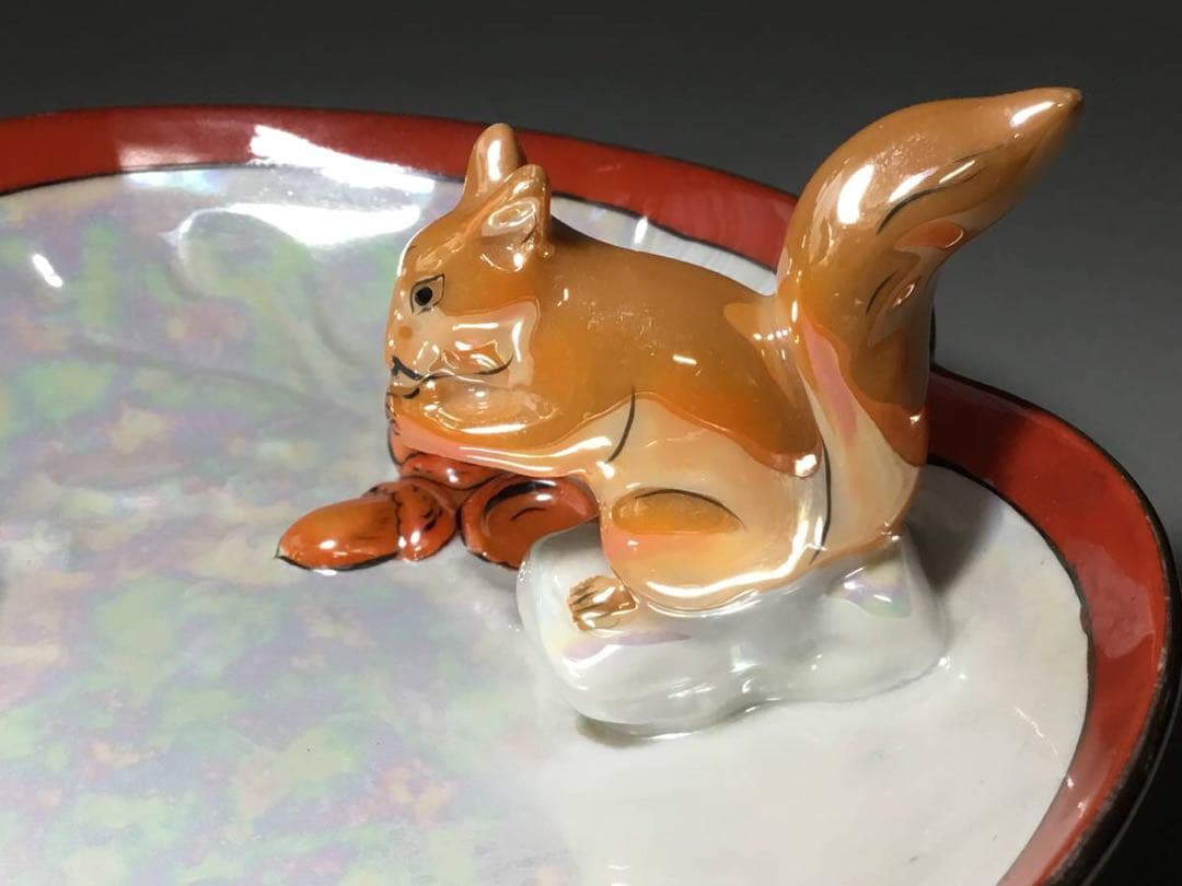 オールドノリタケ◆ドングリとリス◆ボウル 深皿 菓子皿 フィギュリン 森村