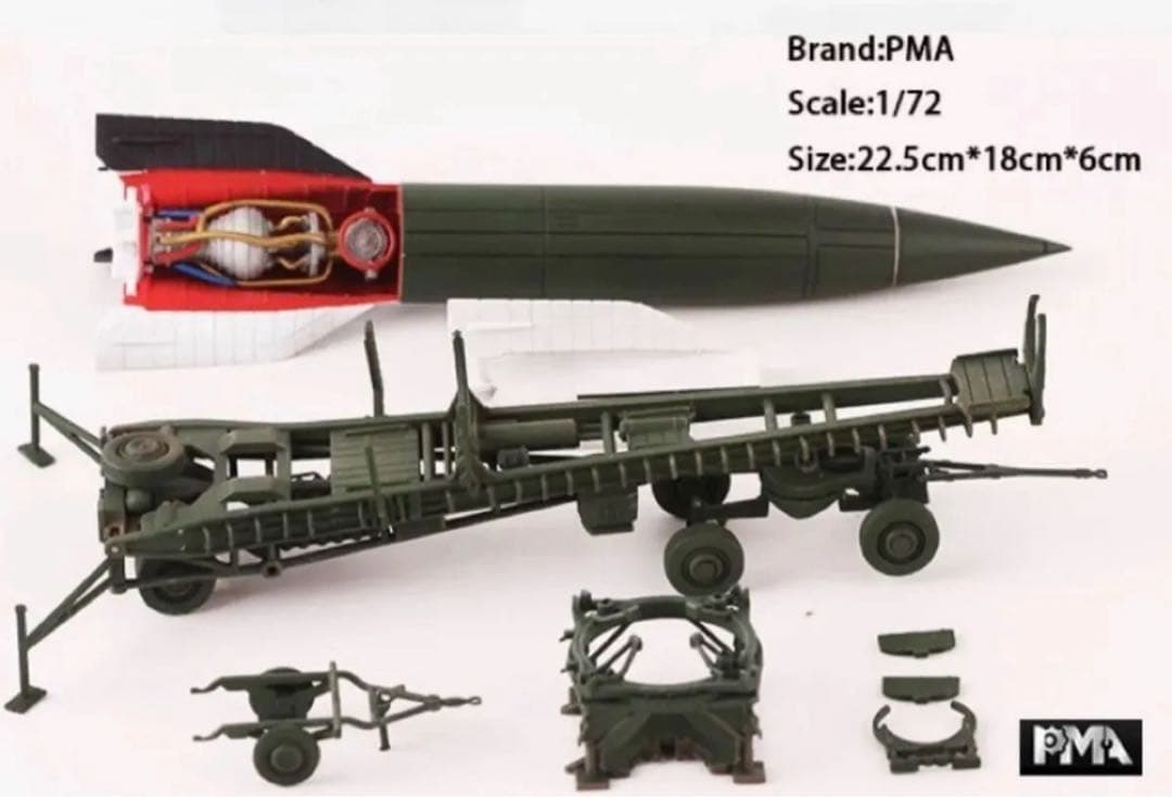 A）PMA製 WWⅡ ドイツ軍V2ロケット弾道ミサイル　1/72 完成品模型