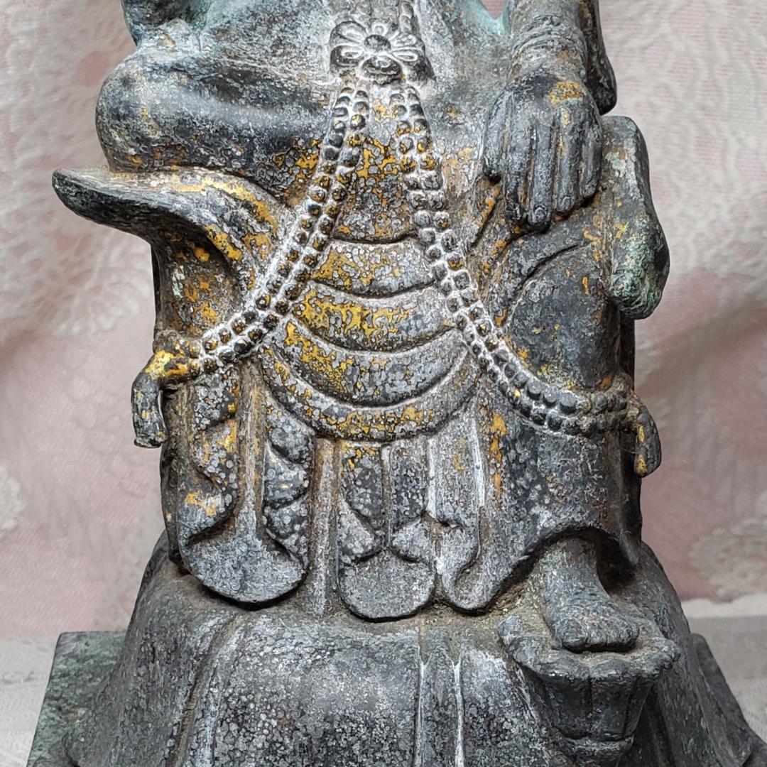 【博物館級】◆『方形台座金銅半跏思惟像』 百済仏 仏像◆検）天平仏 新羅仏 空海