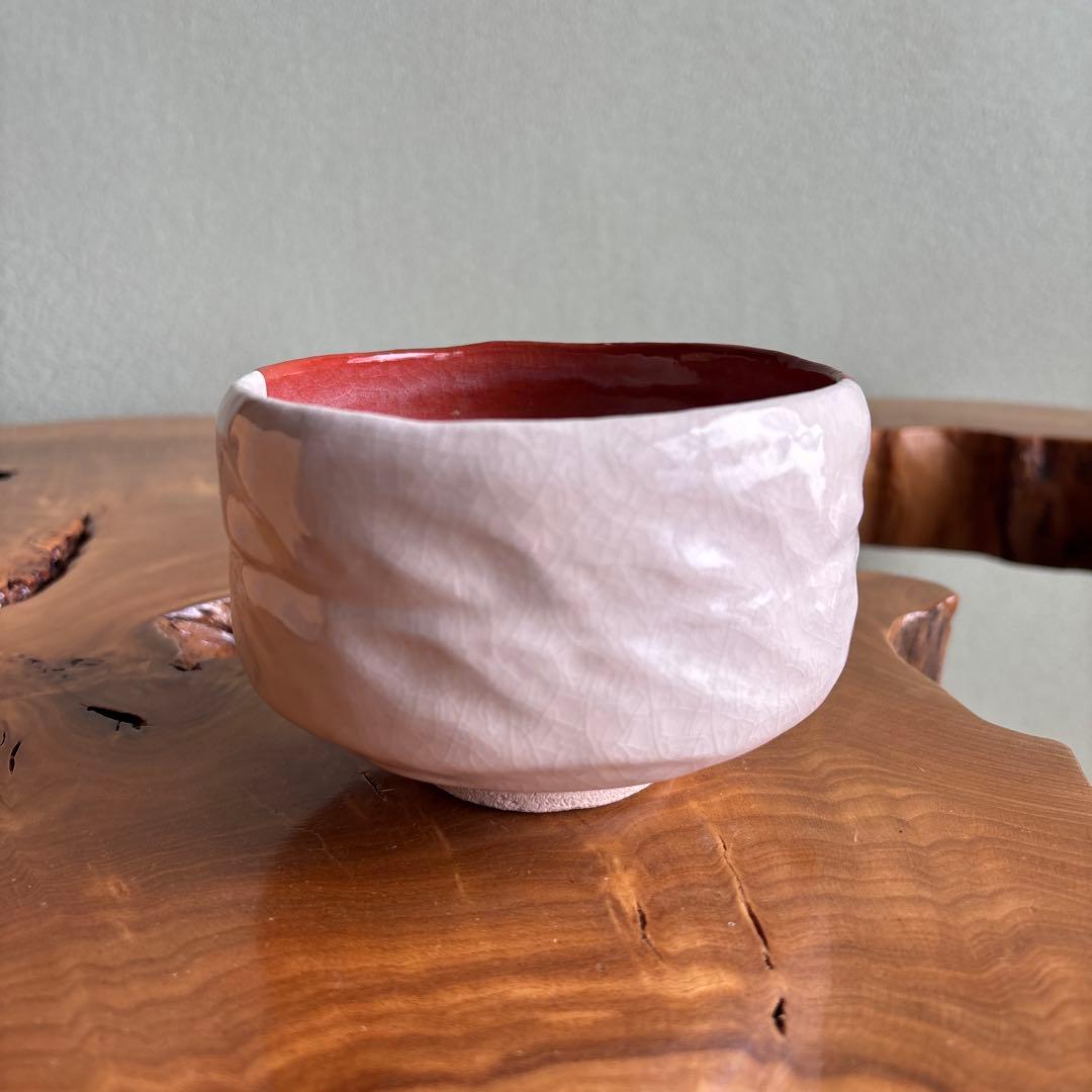 前大徳積鷹 楽焼 掛糸茶碗 「銘 寿」 松楽造 抹茶碗　茶道具 共箱（165t）