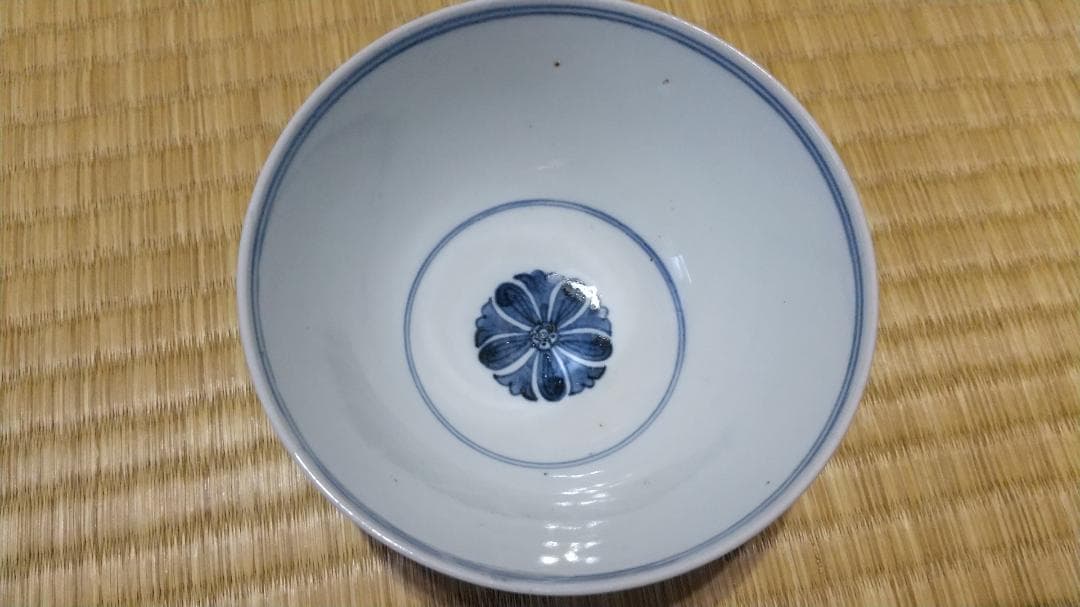 古伊万里　広東碗・蓋茶碗（６客）宝相華・幾何学紋