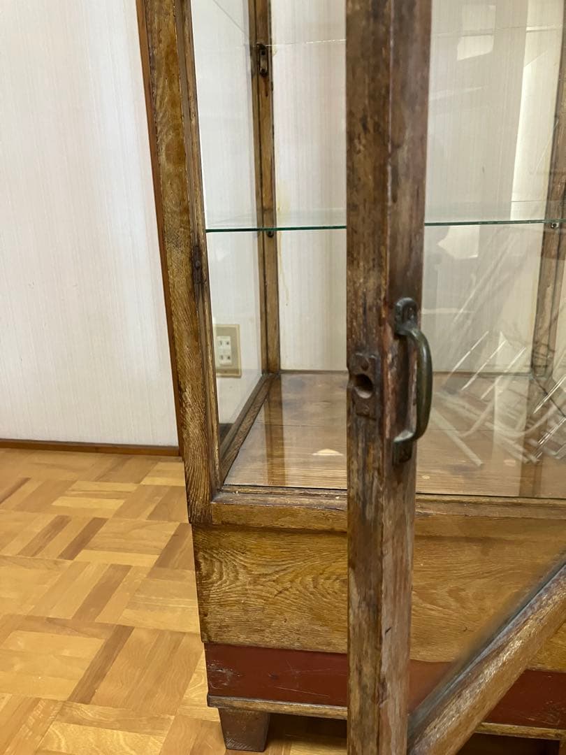 レトロ商品　アンティークガラスケース 木製商品ケース　4段ケース