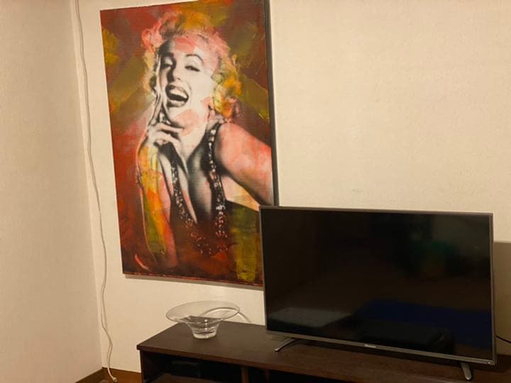 マリリンモンロー絵画　アンティーク　Lサイズ　特大　壁掛け
