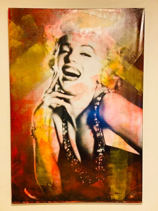 マリリンモンロー絵画　アンティーク　Lサイズ　特大　壁掛け
