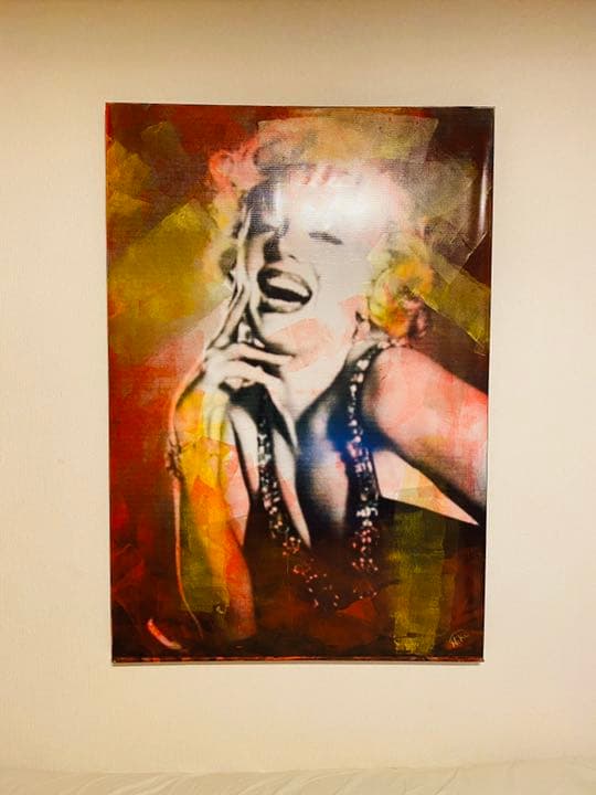 マリリンモンロー絵画　アンティーク　Lサイズ　特大　壁掛け