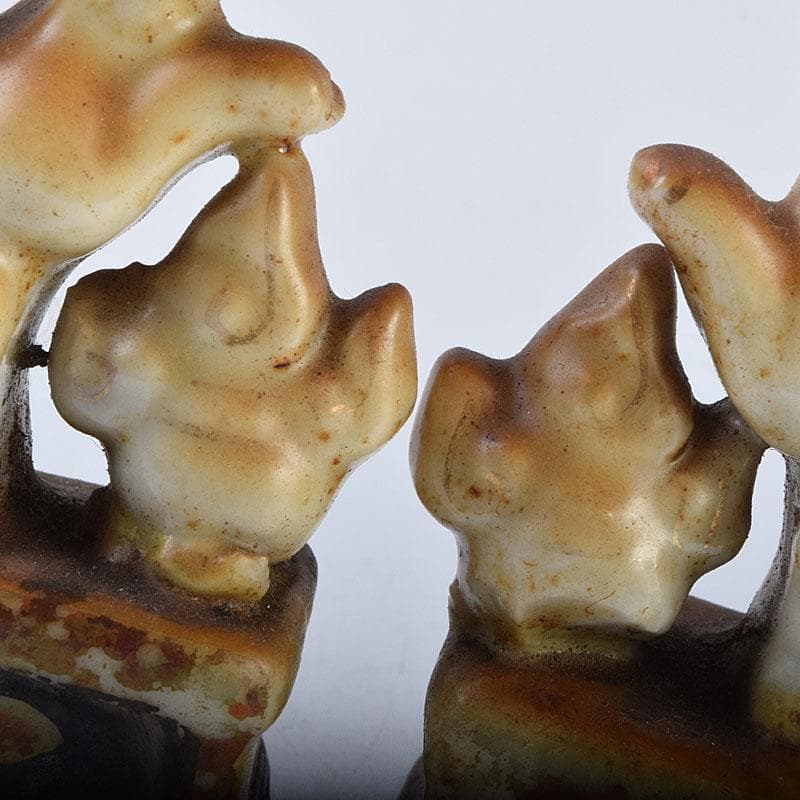 陶器製　色絵金彩　お稲荷さん　狐　3点まとめて　C　R9213