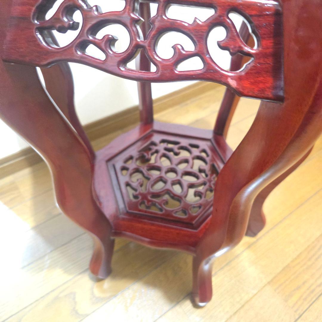 107【アンティーク】花梨 李朝様式 花台 盆栽卓 高卓 飾り台 猫足【匿名配送
