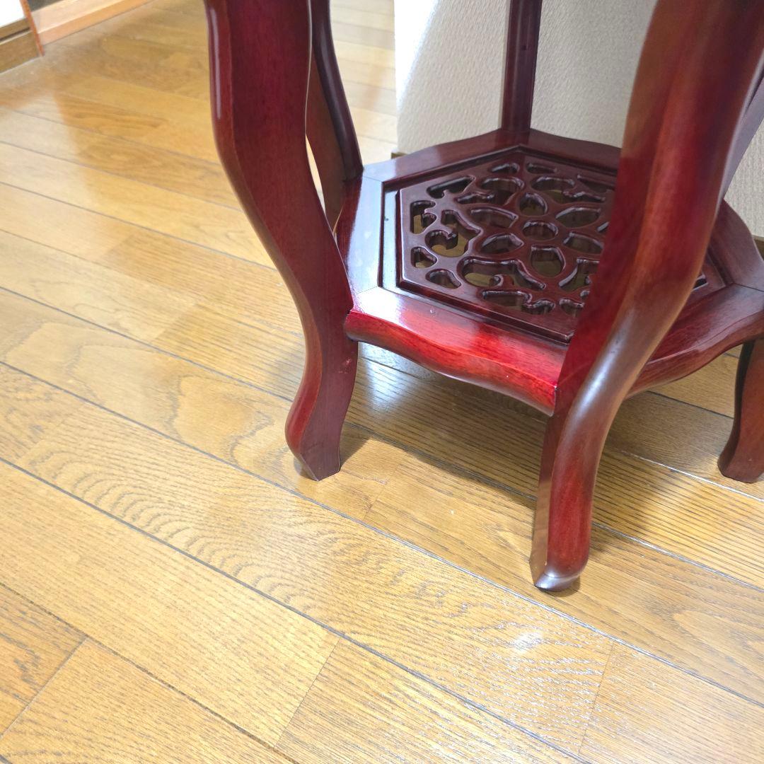 107【アンティーク】花梨 李朝様式 花台 盆栽卓 高卓 飾り台 猫足【匿名配送