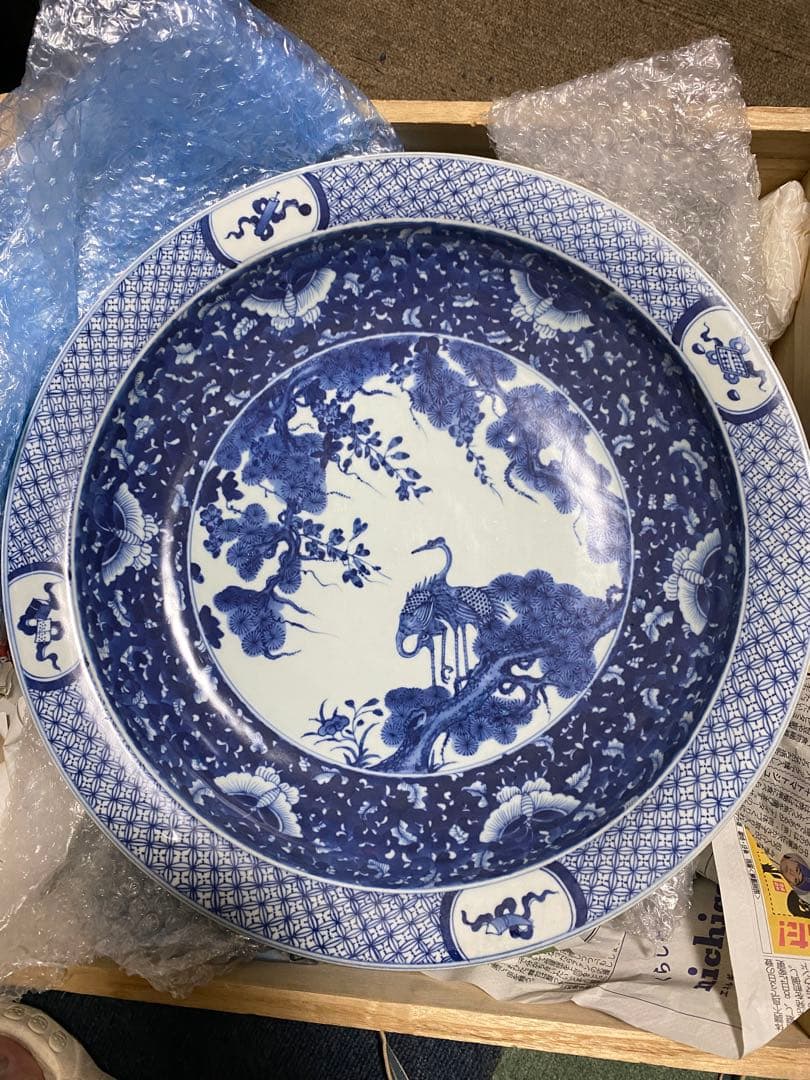 清朝　大清康熙年製 青花 大皿 中国美術 茶道具 煎茶道具 清時代 骨董品