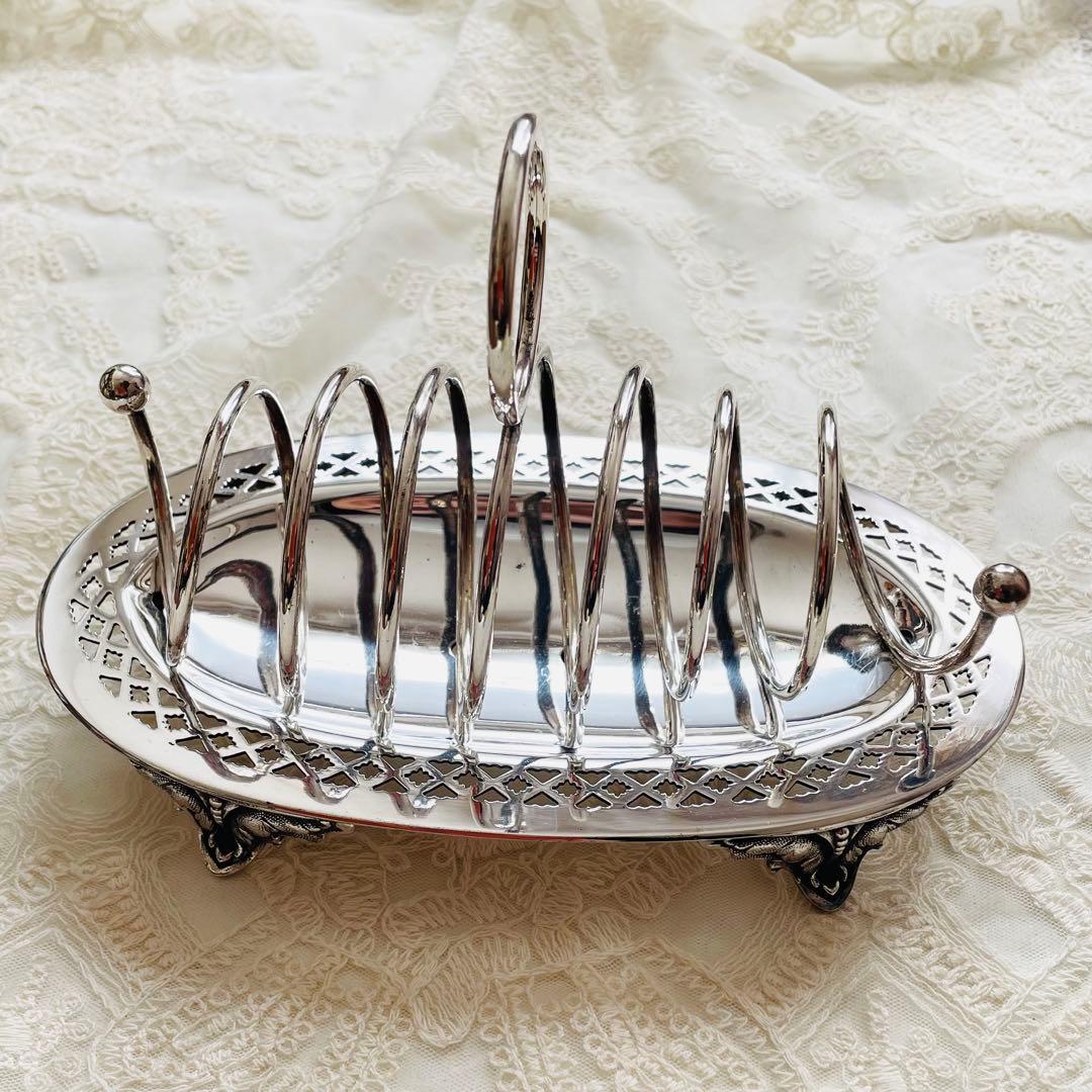 トースターラック　イギリス製　アンティーク　シルバープレート　刻印あり