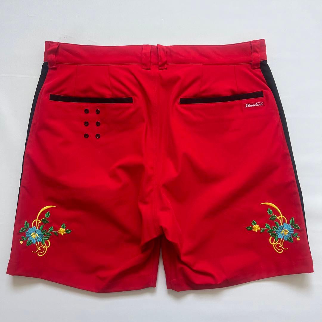 Russeluno ラッセルノ　刺繍　ハーフパンツ　メンズ　ゴルフ　XL 6 赤