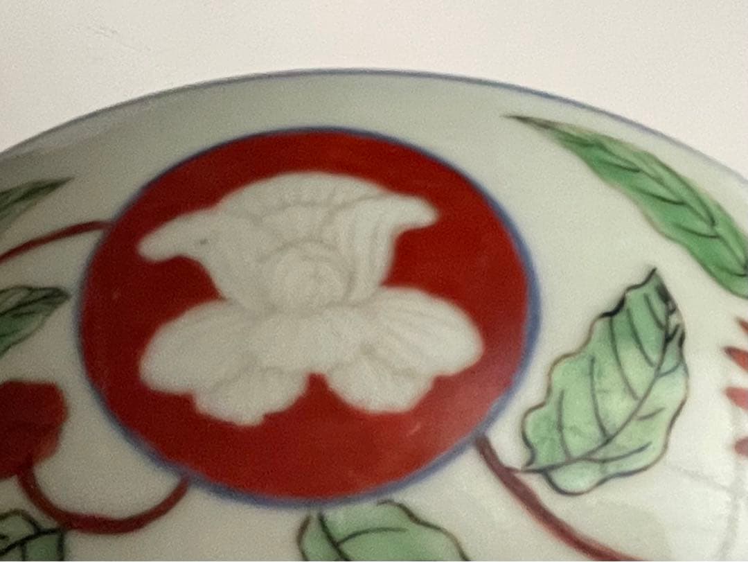 骨董　アンティーク　古伊万里　型物古伊万里　赤絵　色絵　窓絵　花文様　鉢　菓子鉢