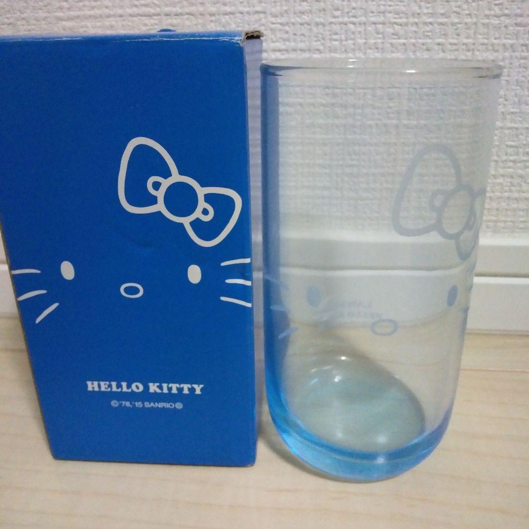 【新品】昔のハローキティ ブルー＆ゴールド陶器・グラス・小物ポケット・袋クリップ