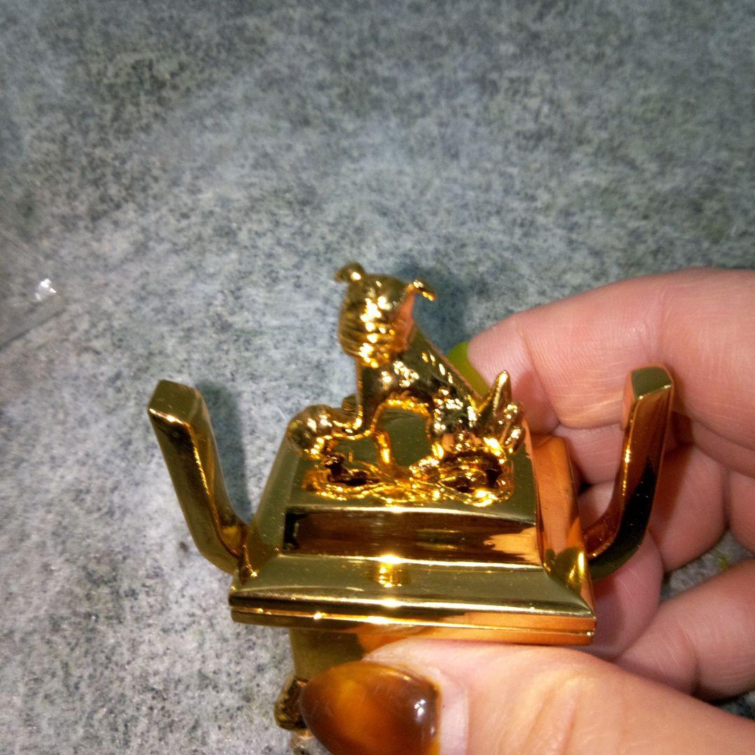 本金メッキ　狛犬　香枦