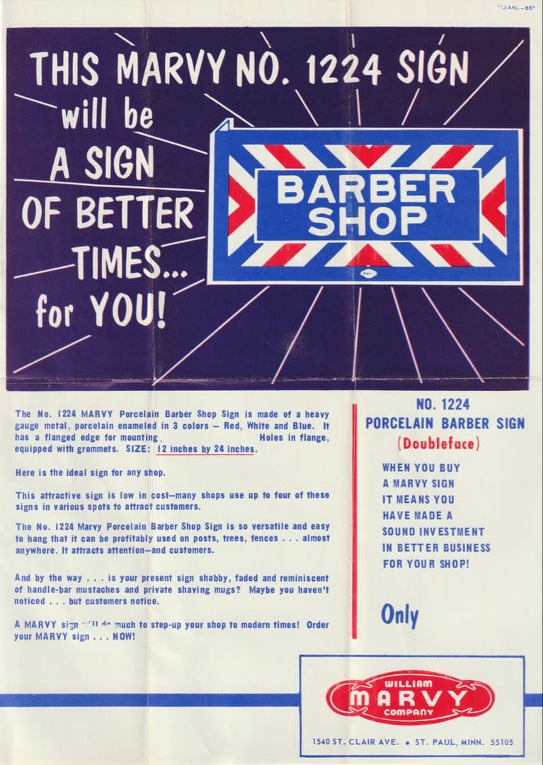 新品 MARVY JAPAN BARBER SHOPメタルサイン 理容室 床屋