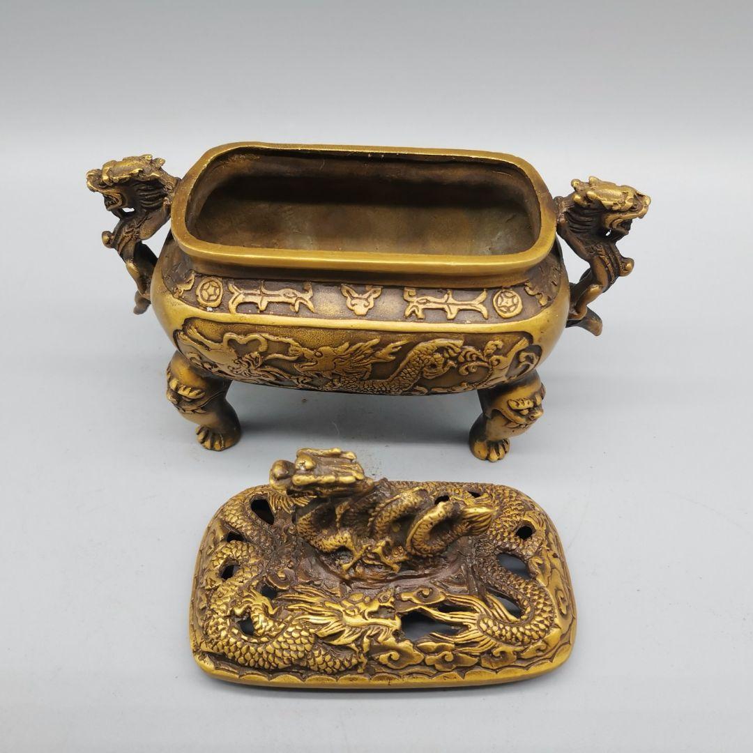 銅器 香炉 竜紋香炉 檀香炉 鼎 香道具 茶道具装飾品 現代工芸品美術品 置物