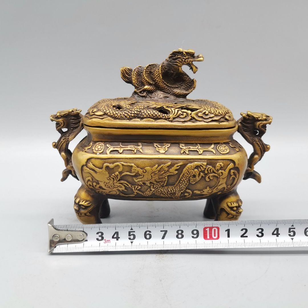銅器 香炉 竜紋香炉 檀香炉 鼎 香道具 茶道具装飾品 現代工芸品美術品 置物