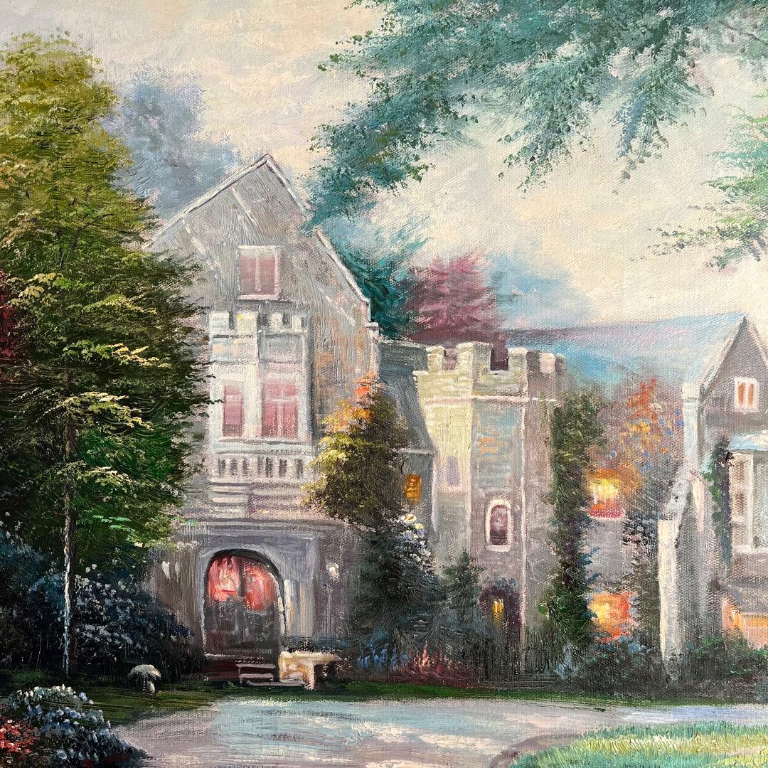 手書き油絵 パリの郊外の風景 絵画 インテリア 油彩画