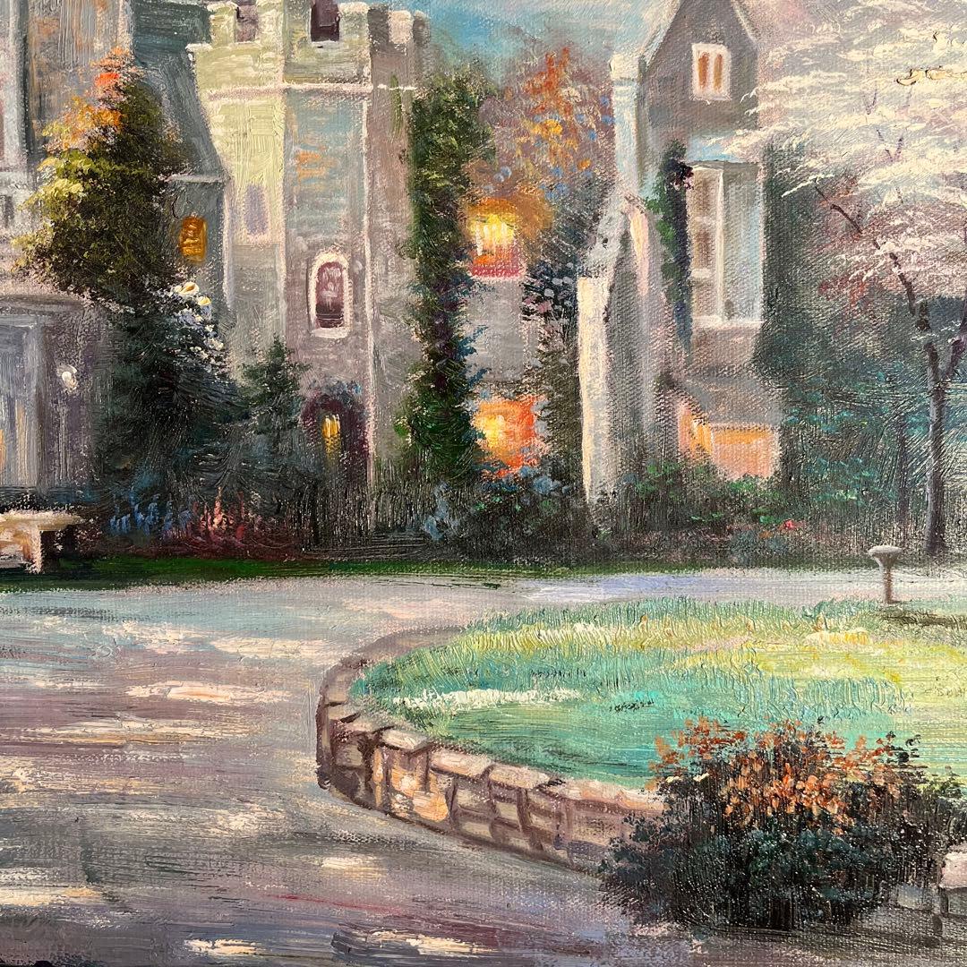 手書き油絵 パリの郊外の風景 絵画 インテリア 油彩画