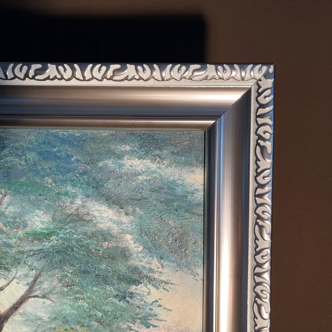 手書き油絵 パリの郊外の風景 絵画 インテリア 油彩画