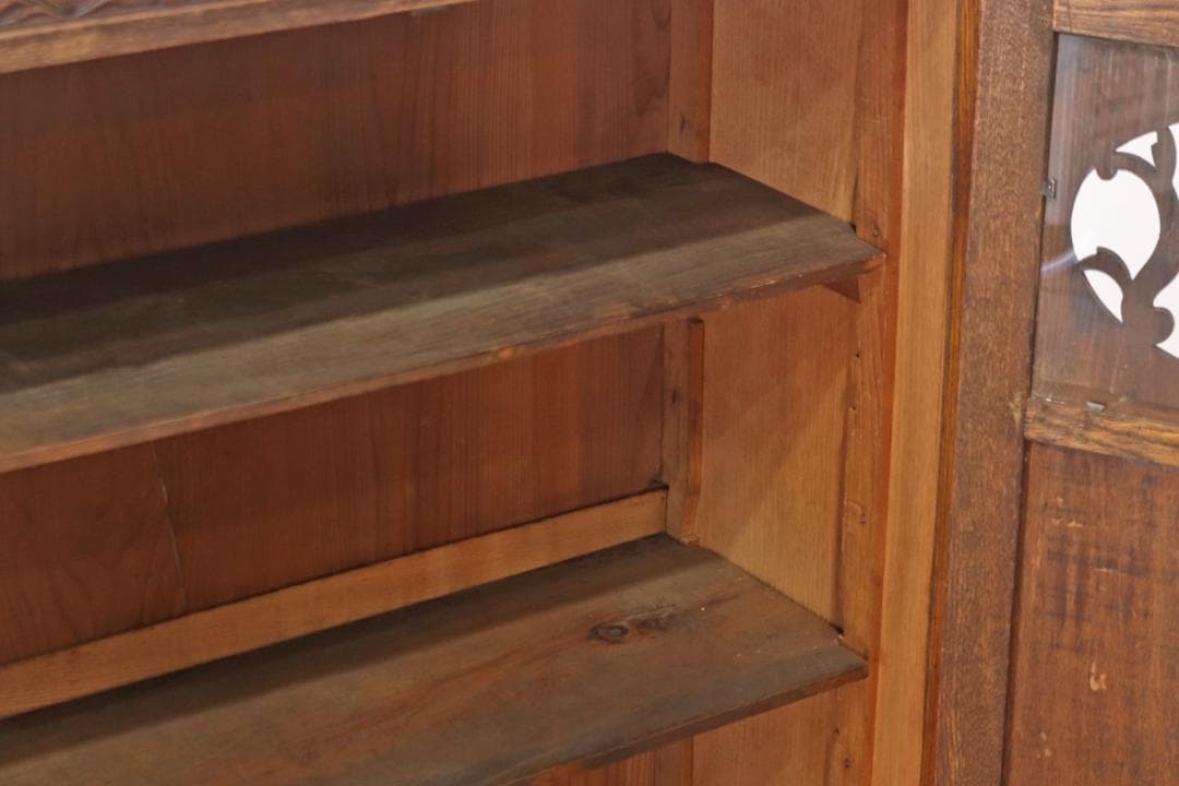 レトロ 小振り ガラスキャビネット 本箱 収納 ラック 引き出し 抽斗 2杯