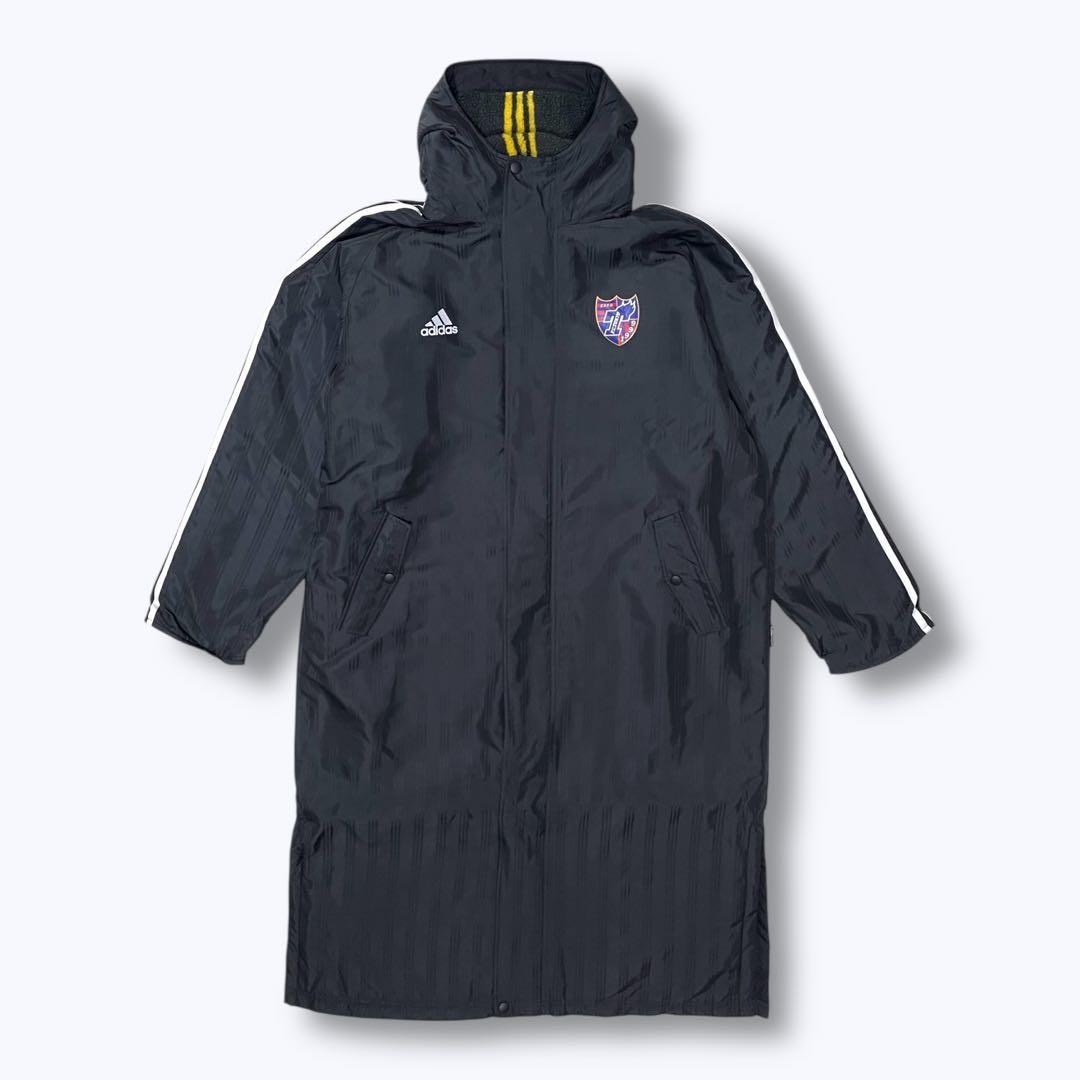 adidas FC東京 ベンチコート 旧エンブレム 黒 XOサイズ ロング丈