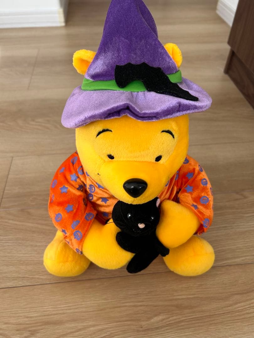 【レア】ハロウィンプーさん ぬいぐるみ 約30cm 黒猫付き