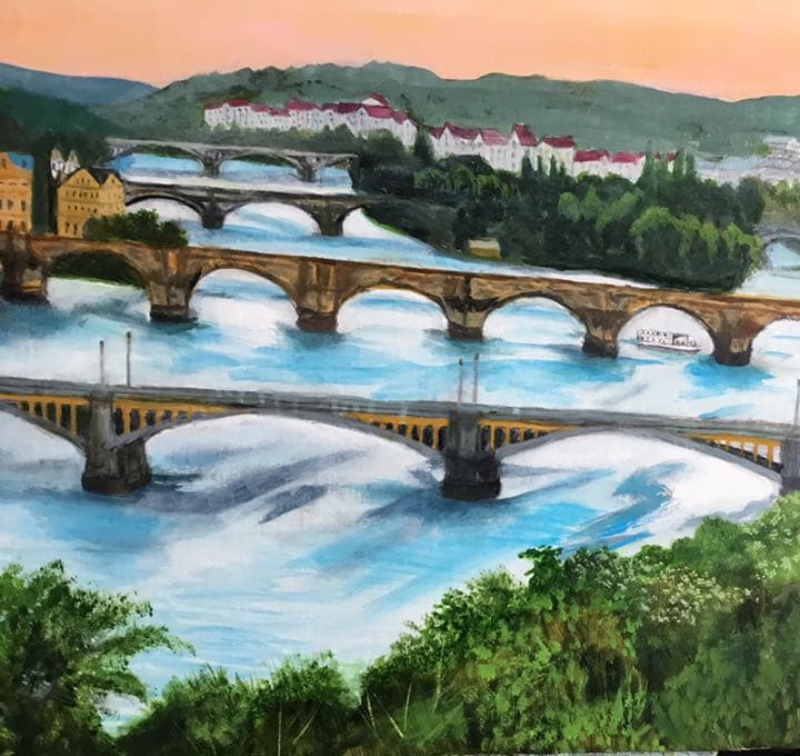 油絵「プラハの橋」原画　M10号