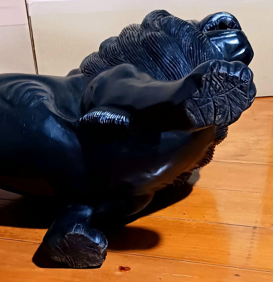 特大置物 木製 ライオンのオブジェ 高さ44cm 長さ63cm 重さ22kg