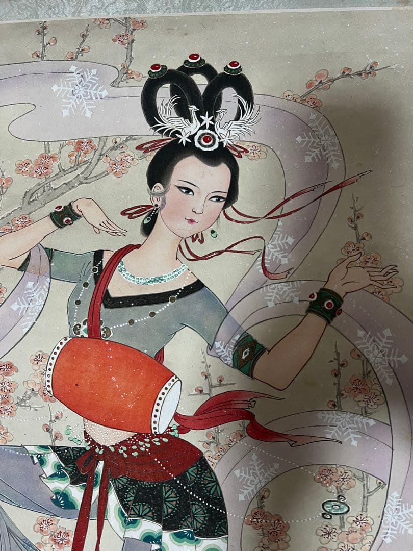 まくり　中国画 馬毅［天女ノ図］紙本　肉筆！