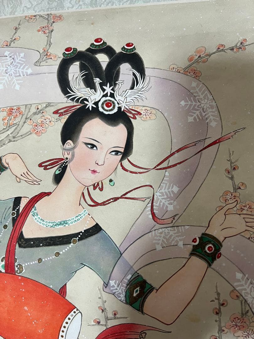 まくり　中国画 馬毅［天女ノ図］紙本　肉筆！