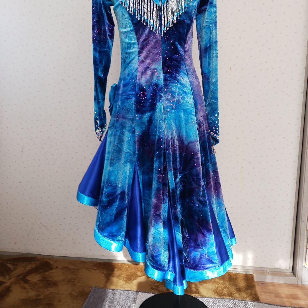 社交ダンス用ラテンドレス 青紫 グラデーション