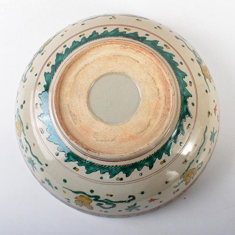 山口県　 須佐焼　古須佐　山水花鳥文鉢　幕末ー江戸期　時代箱付　V　R6014C