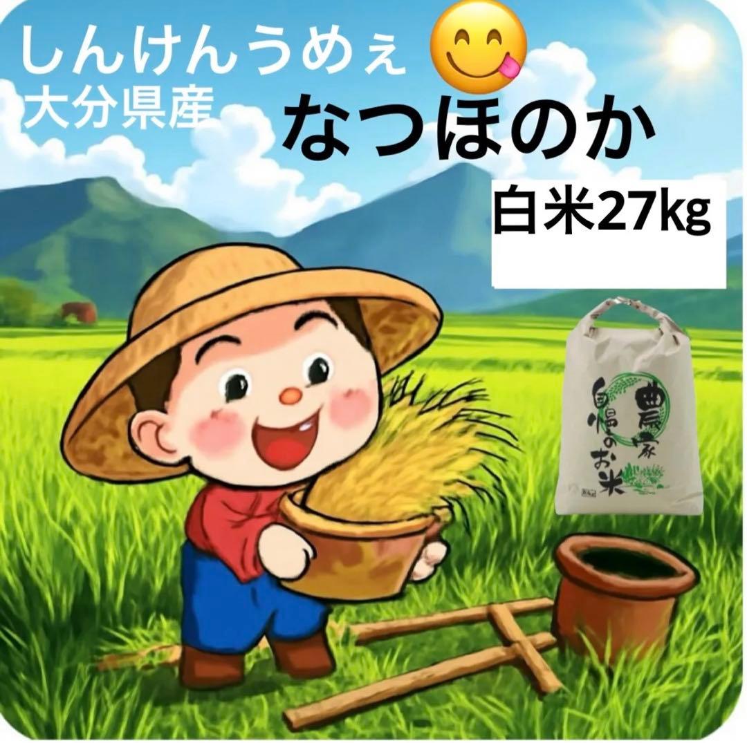 令和7年新米大分県産なつほのか　白米27㎏キロ資材重量込みお米30㎏キロ以内発送